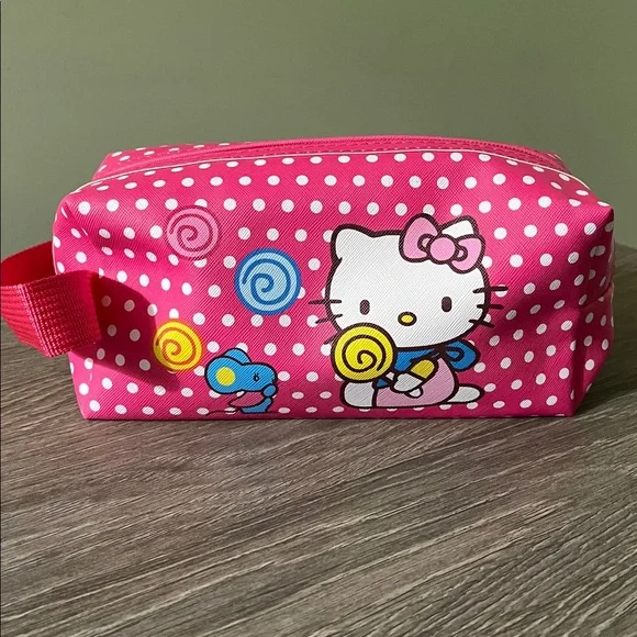 Hello Kitty Pink Polka Dot Kids Accessory Bag - Picture 1 of 2